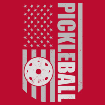 US Flag Pickleball Design Performance Tee with Pickle in the Middle Logo on Left Sleeve Design