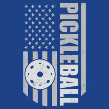 US Flag Design Ladies Performance Tee with Pickle in the Middle Logo on Back Design