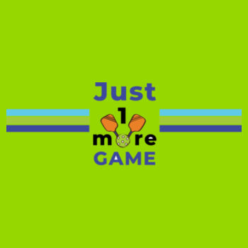 Just 1 More Game Hex Performance Tee with Pickle In the Middle Logo on Left Sleeve Design